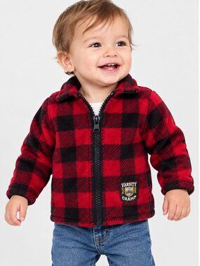 Carter’s Baby Red Black Buffalo Plaid Fleece Jacket 9 Months